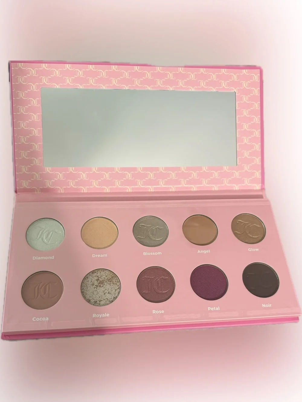 🍒 Juicy Couture Pink Glitter 10 Pan Eyeshadow Palette with Gold Crown decor